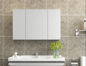 Side Cabinet: Bathroom Mirror Cabinet 600/700/900x140x700 mm - White