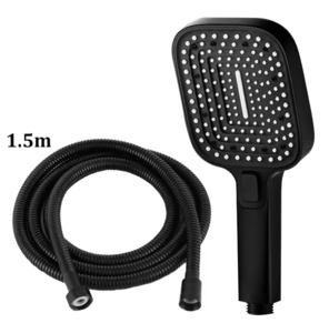 3-Mode Square Pressurized Shower Head Large + 1.5M hose