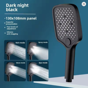 Shower Head Handheld Square Rain - Black