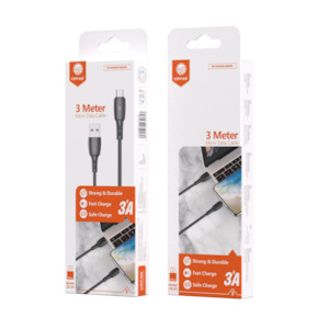 Usb Cable: 3 Meter Fast Charging Micro USB Cable