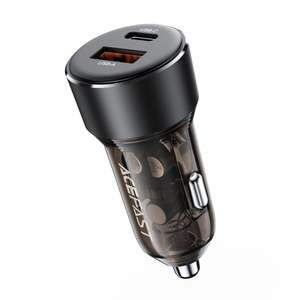 Frontpage: Acefast 60W Transparent Car Charger | Dual Port PD & QC 3.0 | Zinc Alloy Body