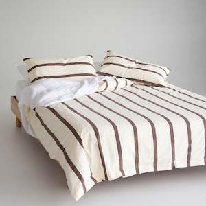 Bedding: Stonewash Cotton Duvet - Cocoa Stripe