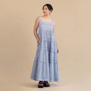 End Of Season: Lucille Maxi Dress - Sky Stripe