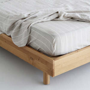 Sale Linen: European Linen Fitted Sheet - Oatmeal Stripe