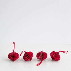 Support Local Business: Christmas Decorations Drop Set of 4 - Cherry Red