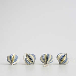 Christmas Decorations Drop Set of 4 - Blue/Cream