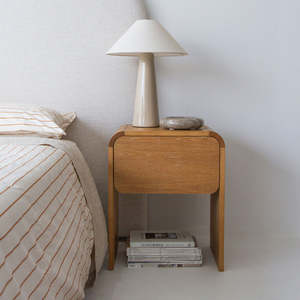 Living Room Furniture: Ezra Oak Bedside Table