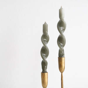 Gifts Under 50: Twisted Candle Set of 2 - Green