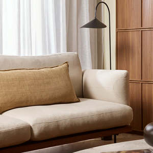 Cushions: Flaxmill Linen Lodge Cushion - Fenugreek