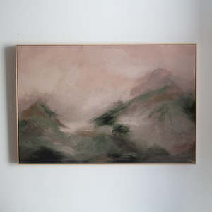 Art Prints: Hazy Peaks Canvas - Khaki