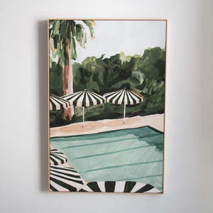 Art Prints: Resort Umbrella Canvas - Green