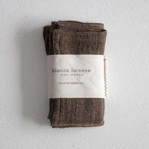 Linen/Cotton Washcloths - Set of 2, Bronze