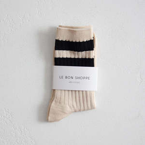 Wardrobe: Her Varsity Socks - Cream Black