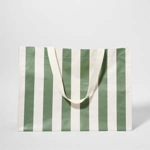 Homewares: Carryall Beach Bag - Olive Stripe
