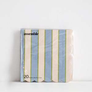 Serveware: Carnival Paper Napkins - Blue/Ivory Stripe