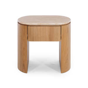 Archie Curved Bedside - Travertine