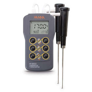 Temp Humidity Accessories: HANNA HI93522 2-Channel Thermistor Thermometer with Cal Feature