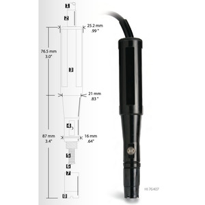 Electrochemical Dissolved Oxygen: HANNA HI 76407/2 Dissolved Oxygen Prove with 2m cable for use with HANNA HI2400