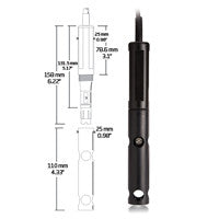 Electrochemical Dissolved Oxygen: HANNA HI 76407/10F  DO Probe with Protective Sleeve. 10 m cable