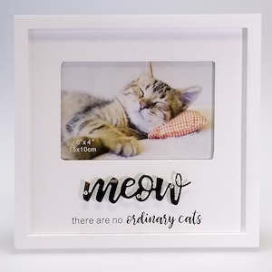 Cats: White Pet Frame 4"x 6" - 'Meow'