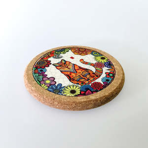 Cats: Abstract 'Orange Cat Looking Away' Cork Coaster