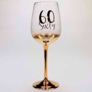 60th Birthday Gold Ombre Wine Glass