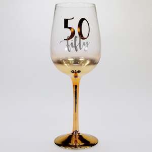 Wine Accessories: 50th Birthday Gold Ombre Wine Glass