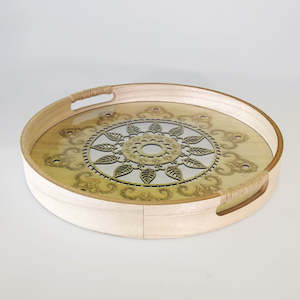 Trays Serveware: Floral Fretwork Wooden Tray - Large