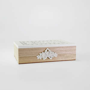 Tea Coffee: Wooden Box With Cutwork Lid