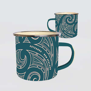 Wild Kiwi Enamel Mug - Kowhaiwhai