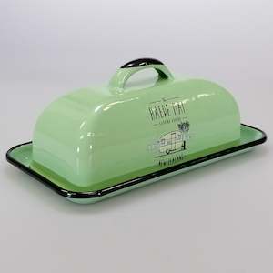 Enamel Mugs Plates: Moana RD - The Haere Mai Camping Ground - Green Butter Dish