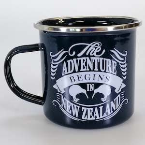 Wild Kiwi Enamel Mug - 'The Adventure Begins...'