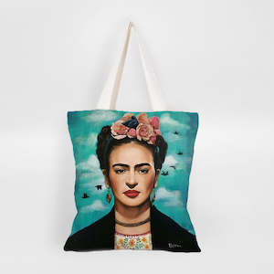 Reusable: Frida Bag - Cyan W/ Birds