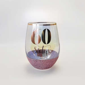 Grandparents: 60th  Birthday Glitter Glass