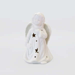 White Christmas Ceramic LED Angel