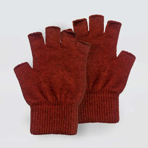 Hats Gloves Socks: Fingerless Possum Merino Gloves - Rust
