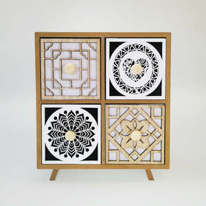Jewellery Trinket: Woodbox - 4 Drawer Cabinet Natural