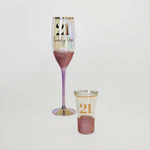 21st: 21st Champagne & Shot Glass Set