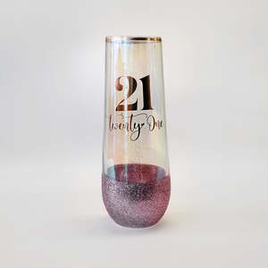 21st: 21st Birthday Glitter Champagne Glass