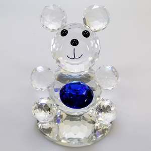 New Baby: Clear Glass Bear with Blue Gem