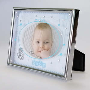 New Baby: Embossed Baby Photo Frame - Blue