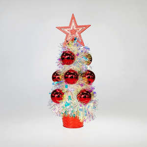 Christmas: Christmas Tree W/ Baubles & Lights - White