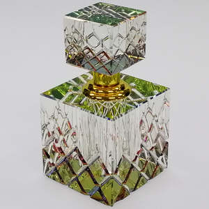 Fragrant Hangers Sprays Oils: Coloured Cut Glass Cube Perfume Bottle