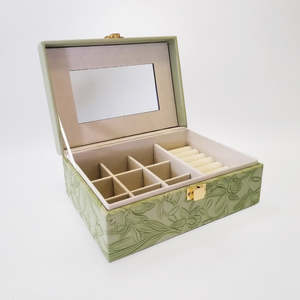 Embossed Jewellery Box - Moss Green