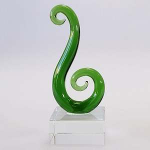 Green Glass Fern Koru Sculpture