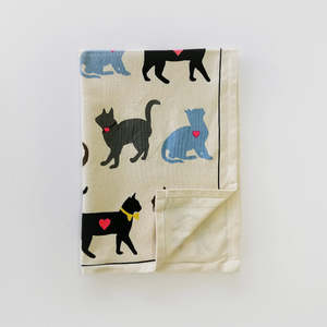 Napkins: Tea Towel - 'Love Cats'