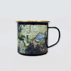 Enamel Mugs Plates: Blue Enamel 'Map' Mug