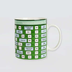 Ceramic 'Spreadsheet Shortcuts' mug