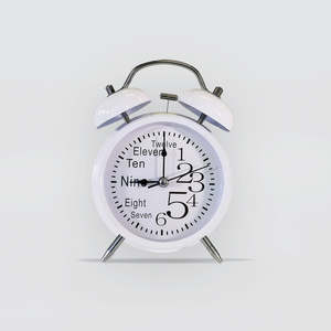 White Alarm Clock W/ Skewed Numbers