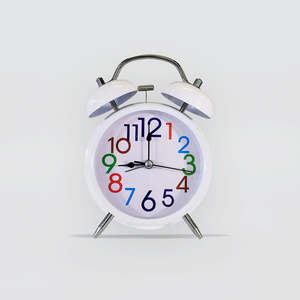 White Alarm Clock W/ Coloured Numbers